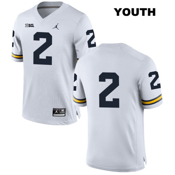 Youth NCAA Michigan Wolverines Carlo Kemp #2 No Name White Jordan Brand Authentic Stitched Football College Jersey EW25T16GC
